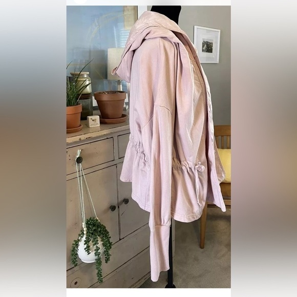 Young Fabulous And Broke Cardigan Jacket Sz M BLUSH Pink Hooded Wrap Drawstring - Picture 3 of 10